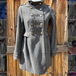 H&M Military-Style Dress Wool-blend Coat, Gray US2
